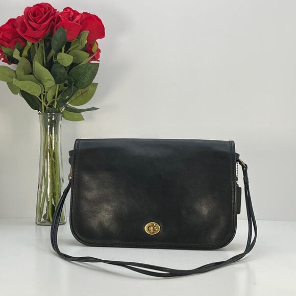 Vintage Coach NYC Early Convertible Clutch Double Strap 9320 Black 1980s - Picture 1 of 10